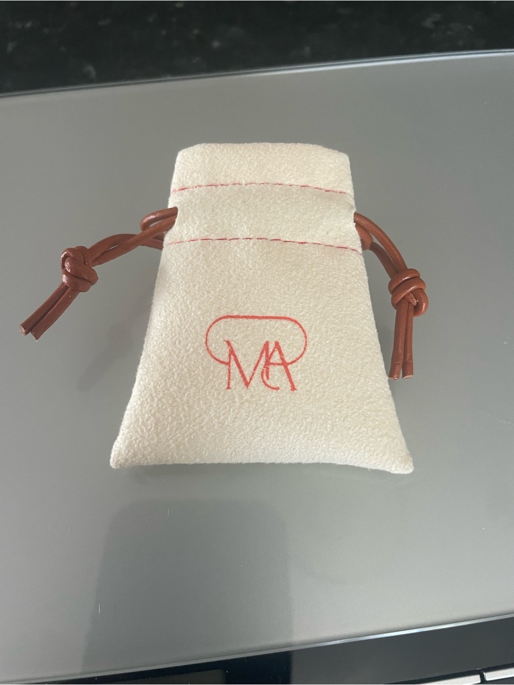 Leather Cord Necklace Pouch - Brown